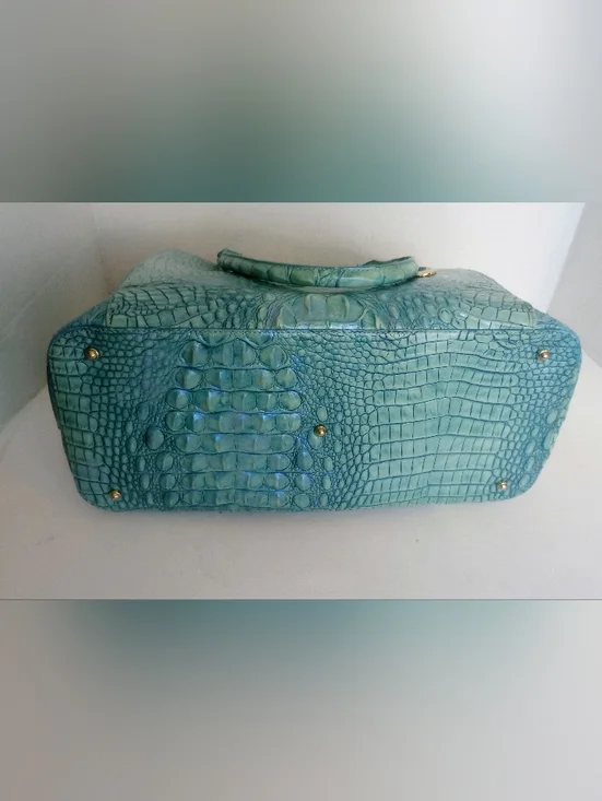 Brahmin Julian Melbourne Tote, Astral, Crocodile Embossed Leather, Aqua - Picture 10 of 16
